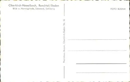 Oberkirch Hornisgrinde Schwend Sohlberg Kat. Oberkirch