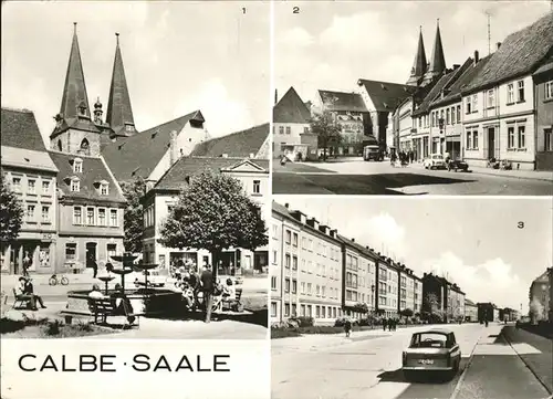 wz37455 Calbe Saale Trabant Brunnen Autos Kategorie. Calbe Alte Ansichtskarten