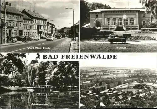 Bad Freienwalde Kurhaus Schwanenteich Plattenbau Autos Bruecke Kat. Bad Freienwalde