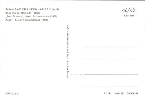 Bad Frankenhausen Zum Schwan Anger Fachwerkhaus Kat. Bad Frankenhausen