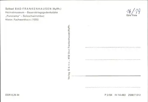 Bad Frankenhausen Heimatmuseum Bauernkriegsdenkstaette Panorama Kat. Bad Frankenhausen