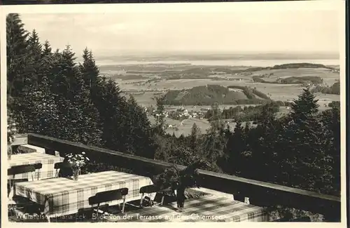 Maria Eck Wallfahrtsort Terrasse Chiemsee Kat. Siegsdorf