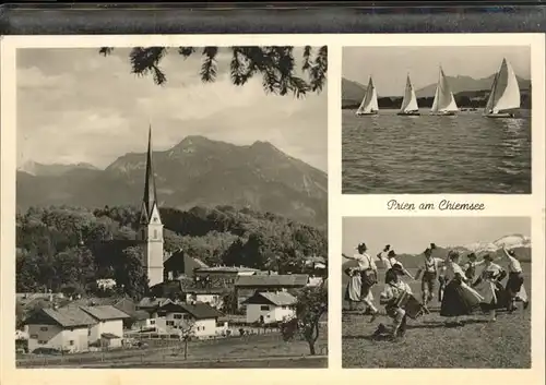 Prien Chiemsee Trachten Segelboote Kat. Prien a.Chiemsee