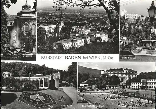 Baden Wien Kurstadt Thermal Strandbad Trinkhalle Cafe Sacher Kurhaus Kat. Baden