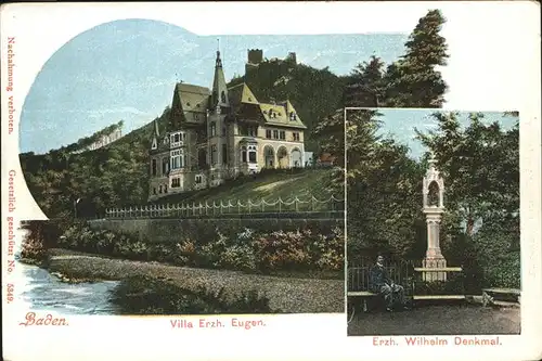 Baden Wien Erzh. Wilhelm Denkmal Kat. Baden