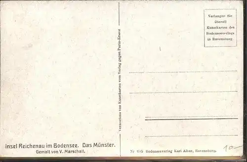 Reichenau Bodensee Muenster [Kuenstlerkarte V. Marschall] Kat. Reichenau