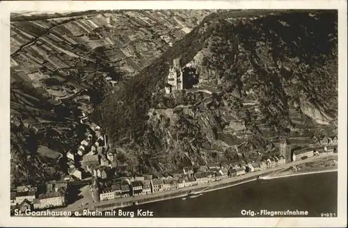 St Goarshausen Burg Katz Fliegeraufnahme  / Sankt Goarshausen /Rhein-Lahn-Kreis LKR