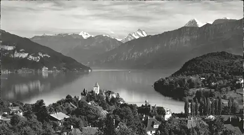 Spiez BE Wetterhorn Schreckhorn Eiger Thunersee / Spiez /Bz. Niedersimmental