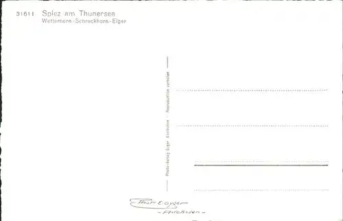 Spiez BE Wetterhorn Schreckhorn Eiger Thunersee / Spiez /Bz. Niedersimmental