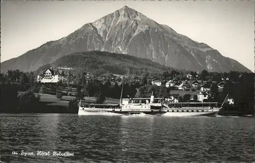 Spiez BE Hotel Belvedere Seitenraddampfer Beatus / Spiez /Bz. Niedersimmental