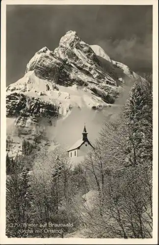 Braunwald GL Braunwald Winter Kirche Ortstock x / Braunwald /Bz. Glarus