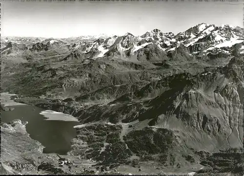 Maloja GR Fliegeraufnahme Silsersee Bernina / Maloja Graubuenden /Bz. Maloja