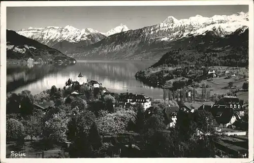 hw01483 Spiez BE Panorama Kategorie. Spiez Alte Ansichtskarten