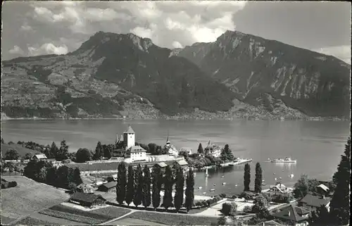 hw13671 Spiez BE Thunersee Schloss Hafen Schiff Kategorie. Spiez Alte Ansichtskarten