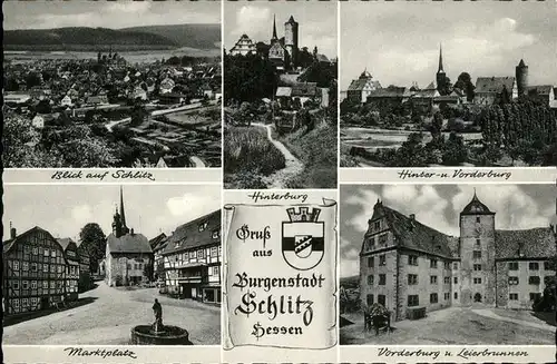 Schlitz Wappen Hinterburg Vorderburg Leierbrunnen Marktplatz Kat. Schlitz