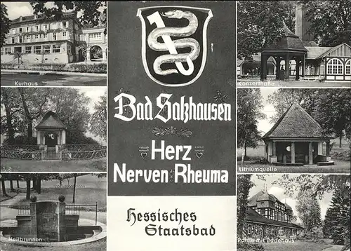 Bad Salzhausen Wappen Lithiumquelle Heilbrunnen Badehaus Kurhaus Kat. Nidda