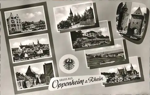 Oppenheim Marktplatz Ruine Landskrone Ruprechtsturm Gautor Kat. Oppenheim