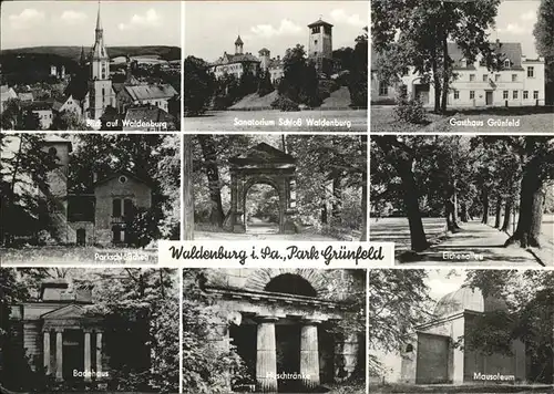Waldenburg Sachsen Eichenallee Mausoleum Gasthaus gruenfeld Sanatorium Schloss Waldenburg Badehaus Kat. Waldenburg Sachsen