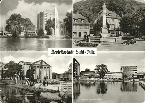 Suhl Kurhaus Markt Hochhaus Brunnen Kat. Suhl