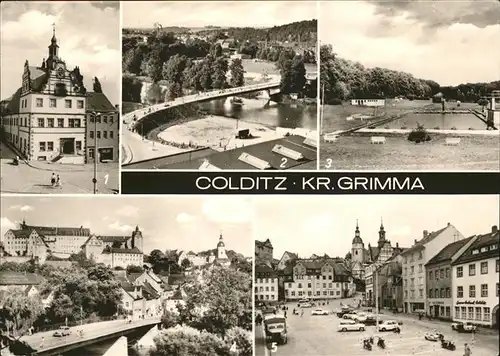 Colditz Rathaus Bruecke Waldbad Schloss Marktplatz Kat. Colditz