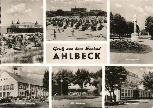 Ahlbeck Seebruecke Strand Konzertplatz Haus der Erholung HO Milchbar HO Hotel Ostsee Kat. Heringsdorf