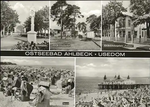 Ahlbeck Konzertplatz FDGB Urlauberdorf FDGB Erholungsheim Frohsinn Strand Seebruecke Kat. Heringsdorf