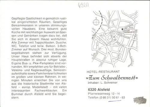 Alsfeld Hotel Restaurant Zum Schwalbennest Marktplatz Rathaus aeltestes Fachwerkhaus Walpurgiskirche  Kat. Alsfeld