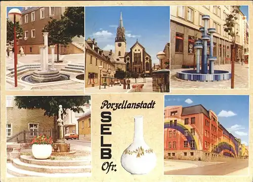 Selb Porzellanstadt Selb Stadtbrunnen Kirche Brunnen Kat. Selb