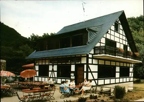 Brodenbach Restaurant Echmuehle E. Habigtsberg Terrasse Fachwerk Kat. Brodenbach