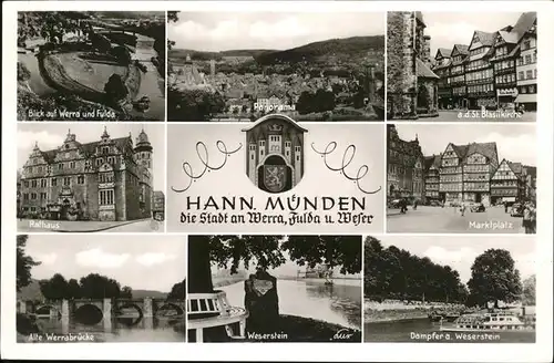 Hann. Muenden Marktplatz Dampfer Weserstein Fulda Werrabruecke Kat. Hann. Muenden