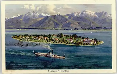 Chiemsee Chiemsee Frauenwoerth Dampfer ungelaufen ca. 1930 / Chiemsee /Rosenheim LKR
