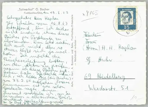 Fischbachau Salmerhof x 1963