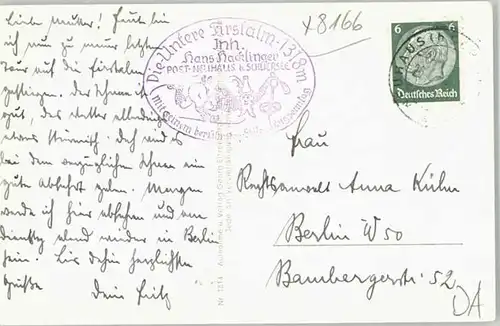 Neuhaus Schliersee [Stempelabschlag] Firstalm Brecherspitz x 1940