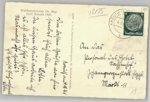 Kreuth Tegernsee Sanatorium Dr. May x 1941