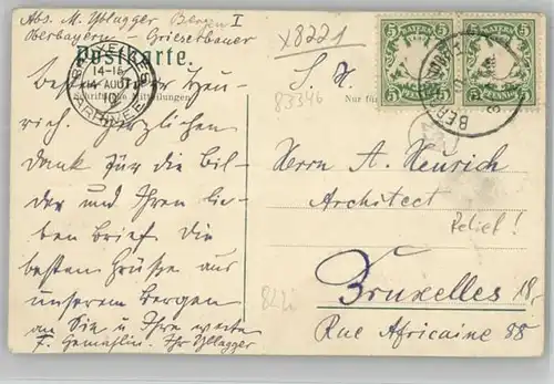 Bergen Chiemgau Bergen Oberbayern Reliefkarte x 1910 / Bergen /Traunstein LKR