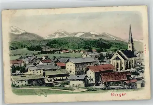 Bergen Chiemgau Bergen Oberbayern [Stempelabschlag] Reliefkarte x 1910 / Bergen /Traunstein LKR