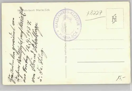 Bergen Chiemgau Bergen Oberbayern Wallfahrtsort Maria Eck o 1937 / Bergen /Traunstein LKR