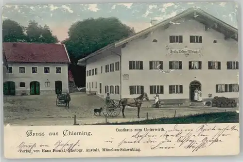 Chieming Chiemsee Chieming Gasthaus zum Unterwirt x 1905 / Chieming /Traunstein LKR