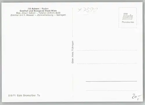 Achern Baden Achern Gasthof Metzgerei Stadt Wien * / Achern /Ortenaukreis LKR