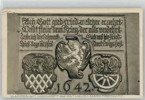 Marktredwitz Wappen mit Inschrift x 1890-1920