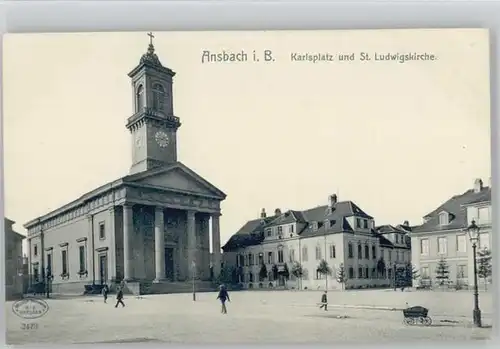 Ansbach Mittelfranken Ansbach Mittelfranken Karlsplatz St. Ludwigs Kirche  ungelaufen ca. 1910 / Ansbach /Ansbach LKR