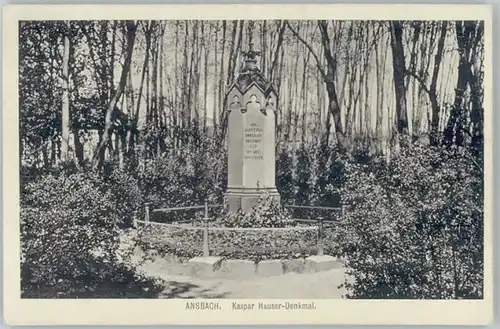 Ansbach Mittelfranken Ansbach Mittelfranken Kaspar Hauser Denkmal  ungelaufen ca. 1920 / Ansbach /Ansbach LKR