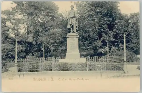 Ansbach Mittelfranken Ansbach Mittelfranken Platen Denkmal  ungelaufen ca. 1900 / Ansbach /Ansbach LKR