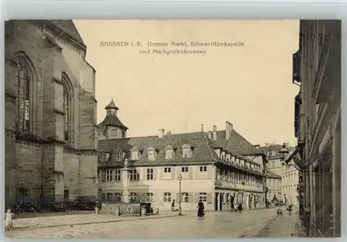 Ansbach Mittelfranken Ansbach Mittelfranken Markgrafenbrunnen Schwanritterkapelle ungelaufen ca. 1910 / Ansbach /Ansbach LKR