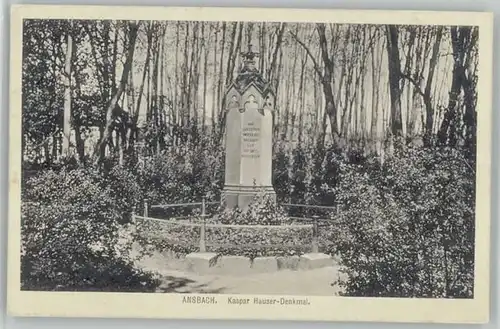 Ansbach Mittelfranken Ansbach Mittelfranken Kaspar Hauser Denkmal  ungelaufen ca. 1920 / Ansbach /Ansbach LKR