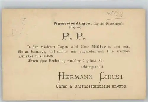 Wassertruedingen Uhrenbestandteile Hermann Christ x 1890