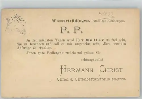 Wassertruedingen Uhrenbestandteile Hermann Christ x 1889