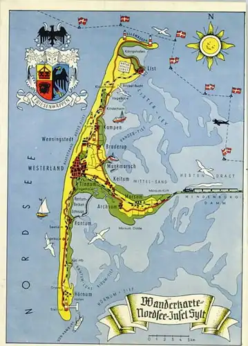 Insel Sylt Wanderkarte Wappen x