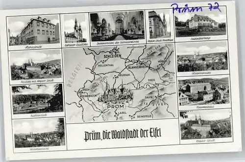 Pruem Eifel Karte Hahnstrasse Basilika Regino Schule Krankenhaus * / Pruem /Eifelkreis Bitburg-Pruem LKR