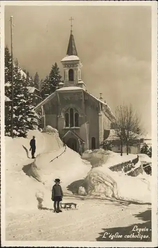 Leysin Eglise Winter Schlitten / Leysin /Bz. Aigle